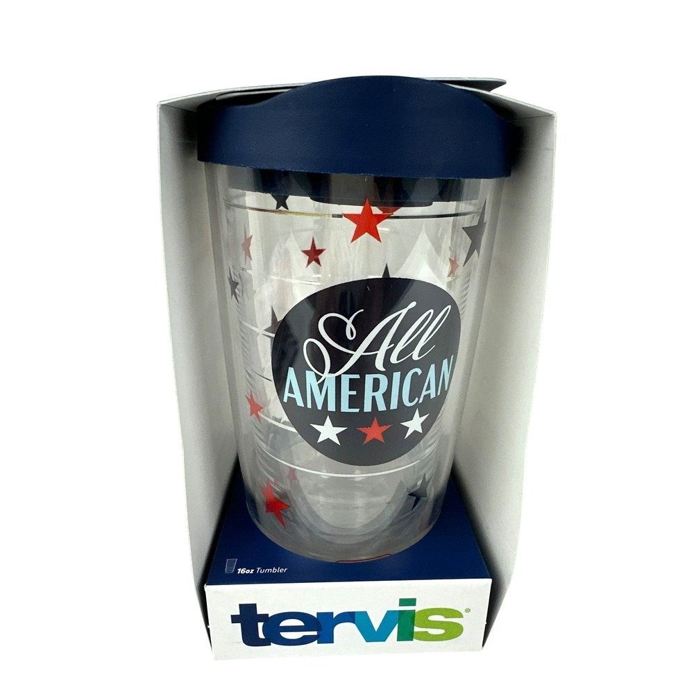 Tervis All American 16 oz Tumbler Clear w Red White & Blue Stars